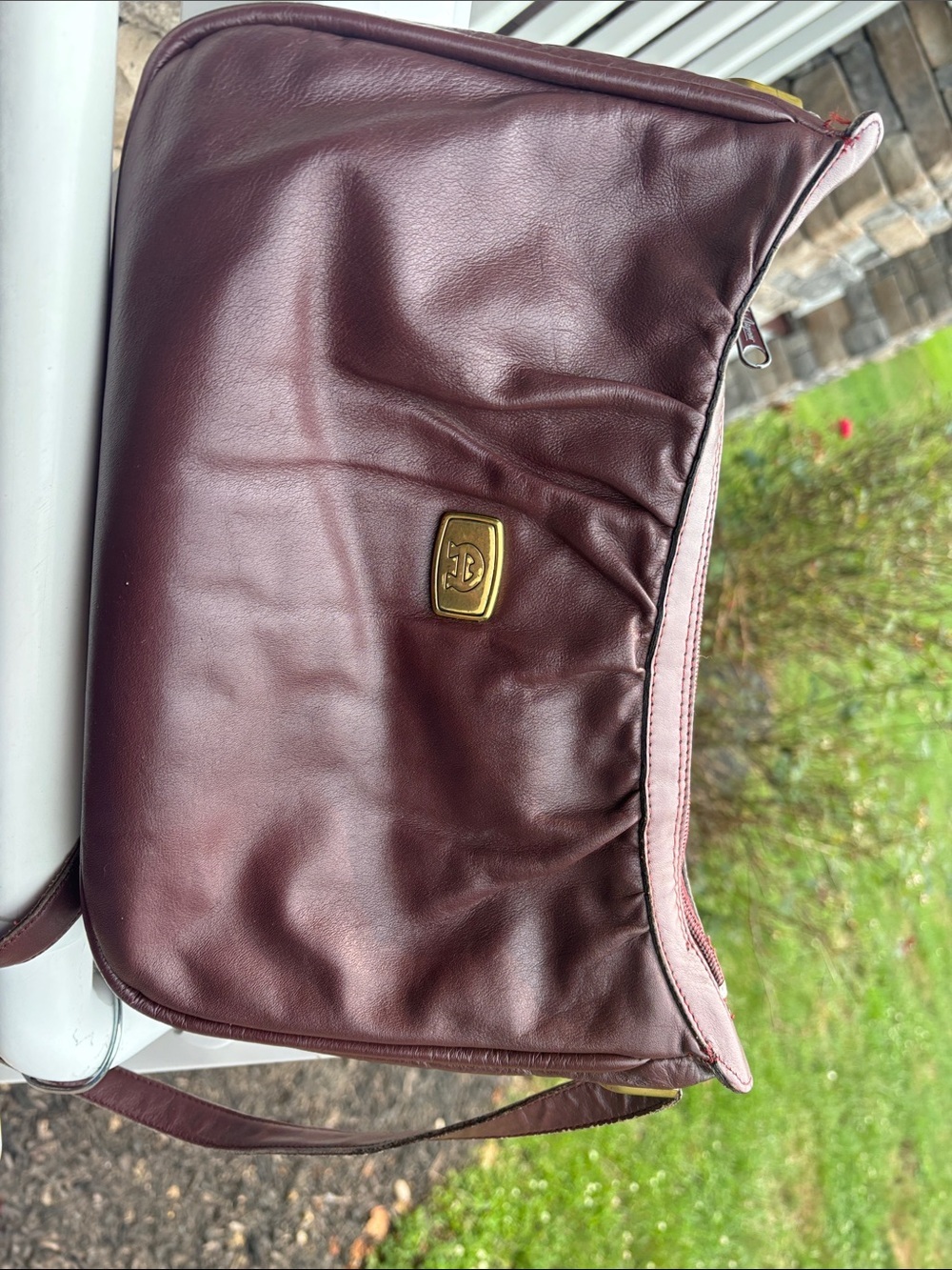 Etienne Aigner Leather Shoulder Bag with Gold Logo Plaque